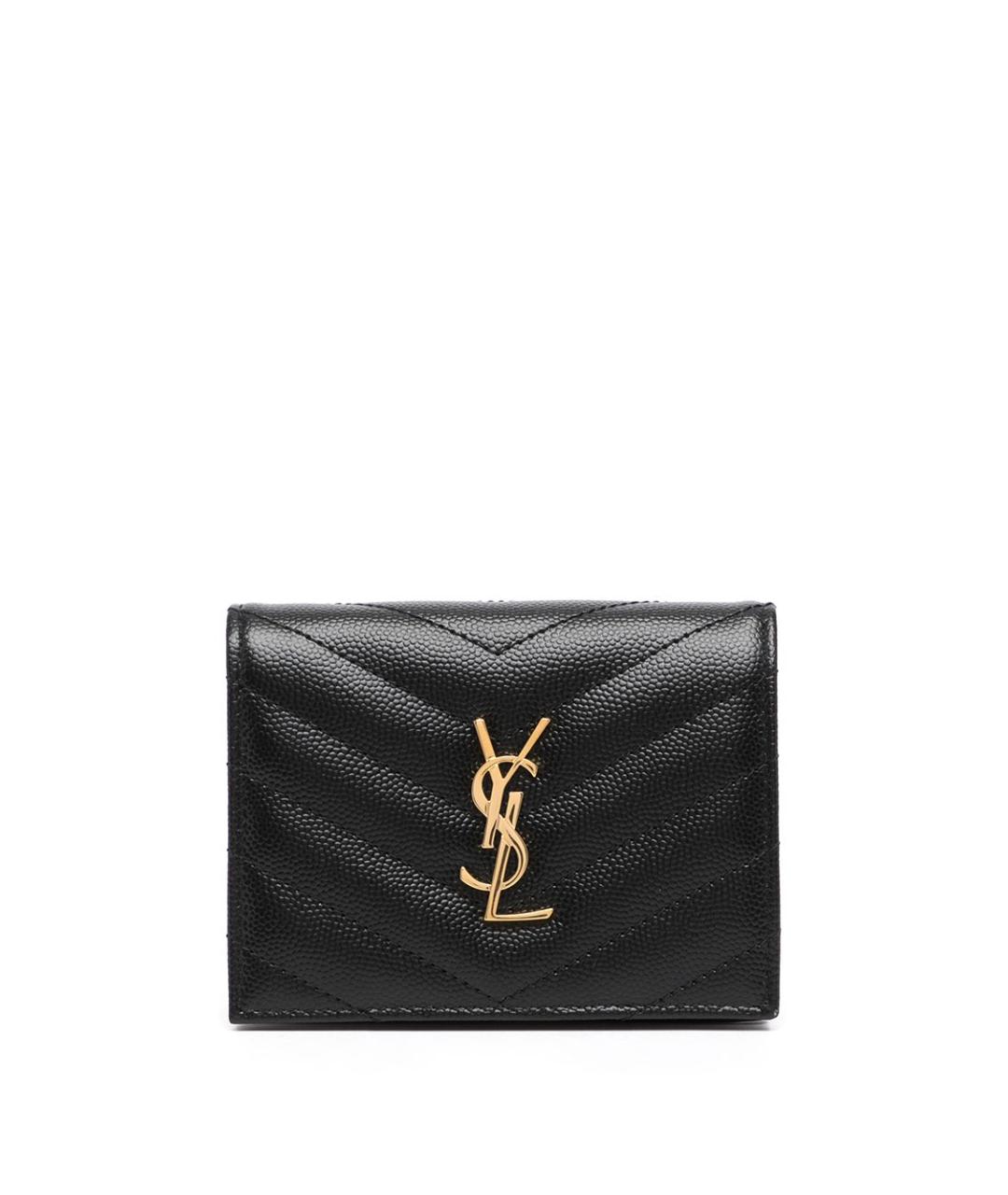 SAINT LAURENT Черный кожаный кошелек, фото 5