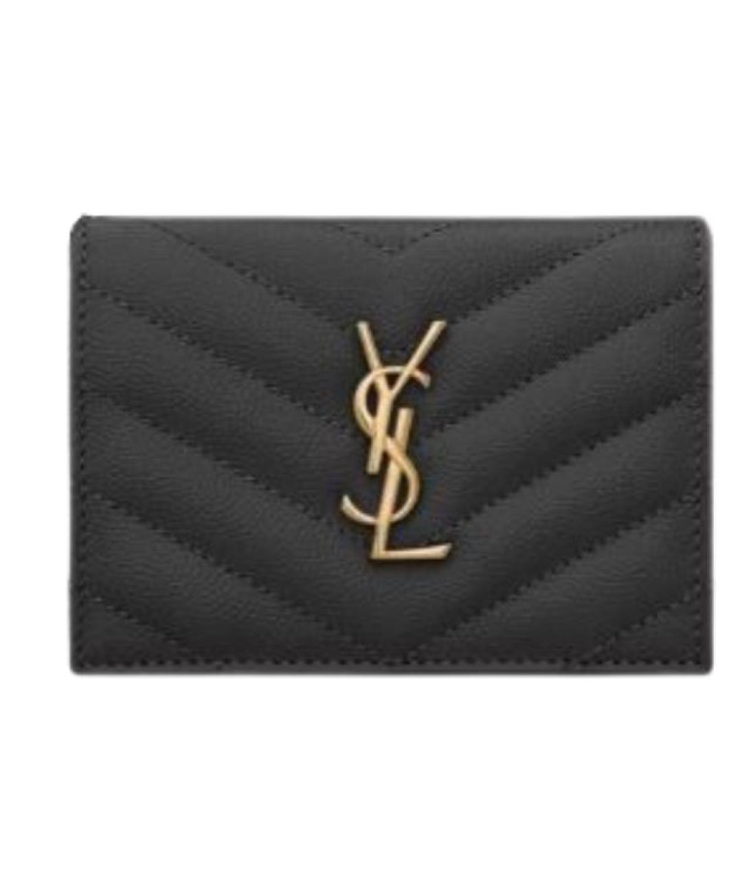 SAINT LAURENT Черный кожаный кошелек, фото 1