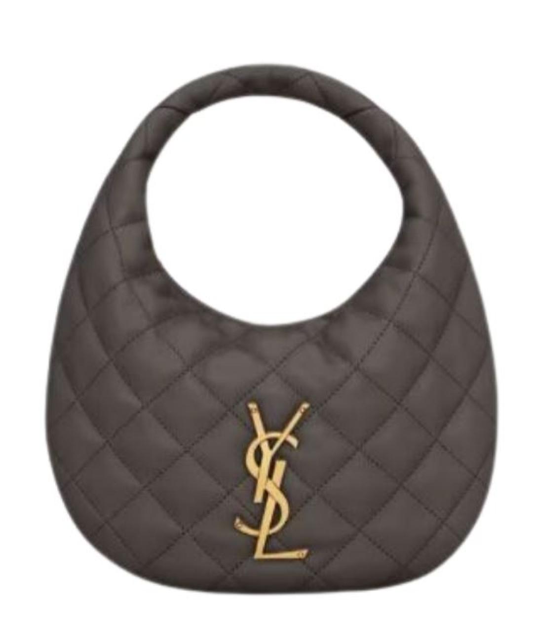 SAINT LAURENT Серая кожаная сумка с короткими ручками, фото 1