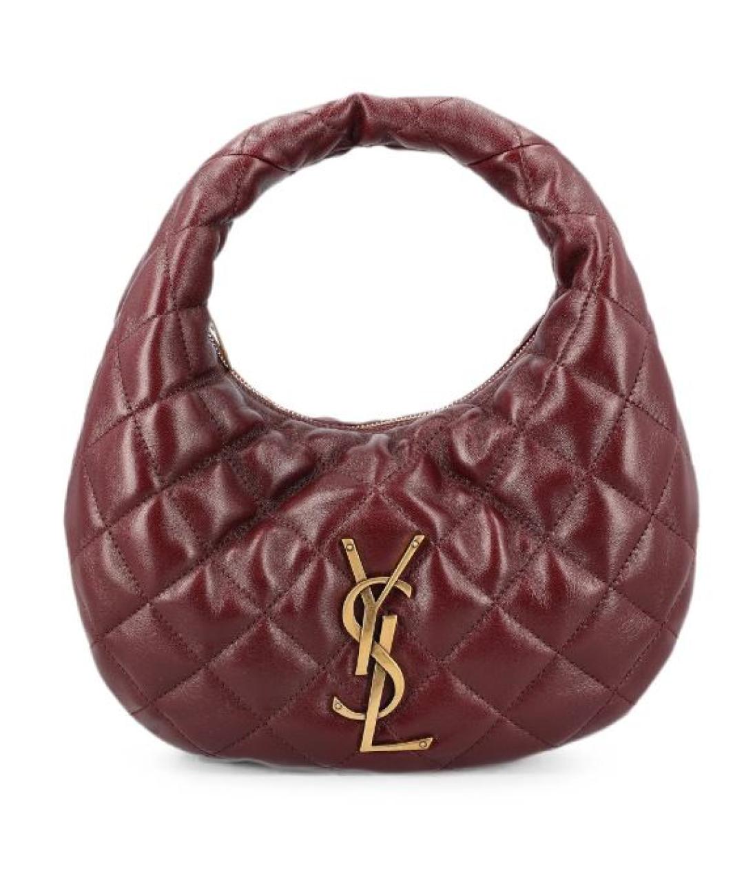 SAINT LAURENT Бордовая кожаная сумка с короткими ручками, фото 1