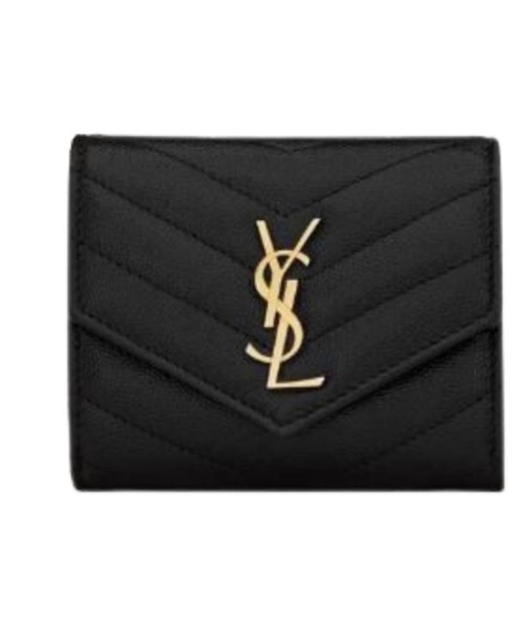 SAINT LAURENT Черный кожаный кошелек, фото 1