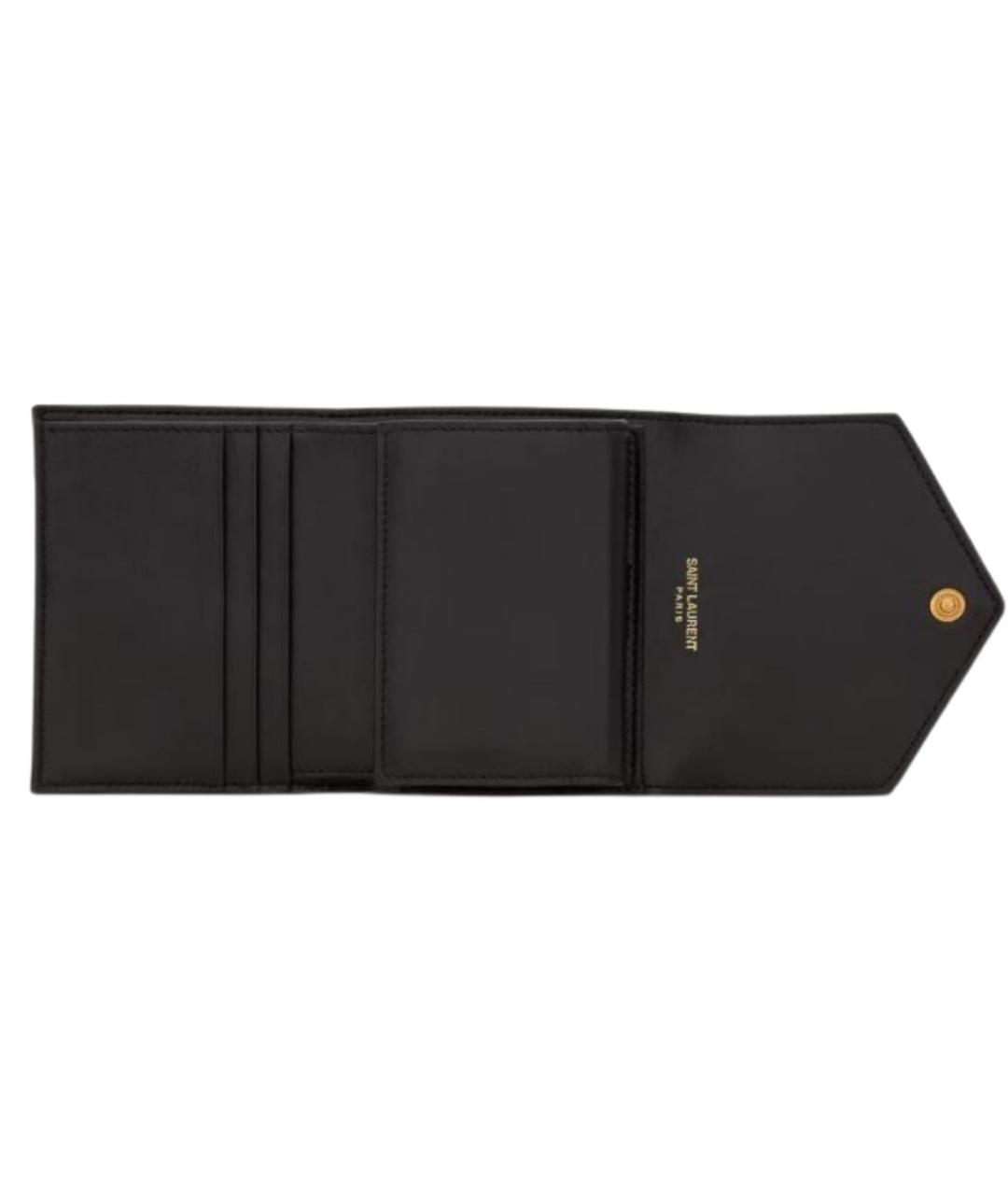 SAINT LAURENT Черный кожаный кошелек, фото 3