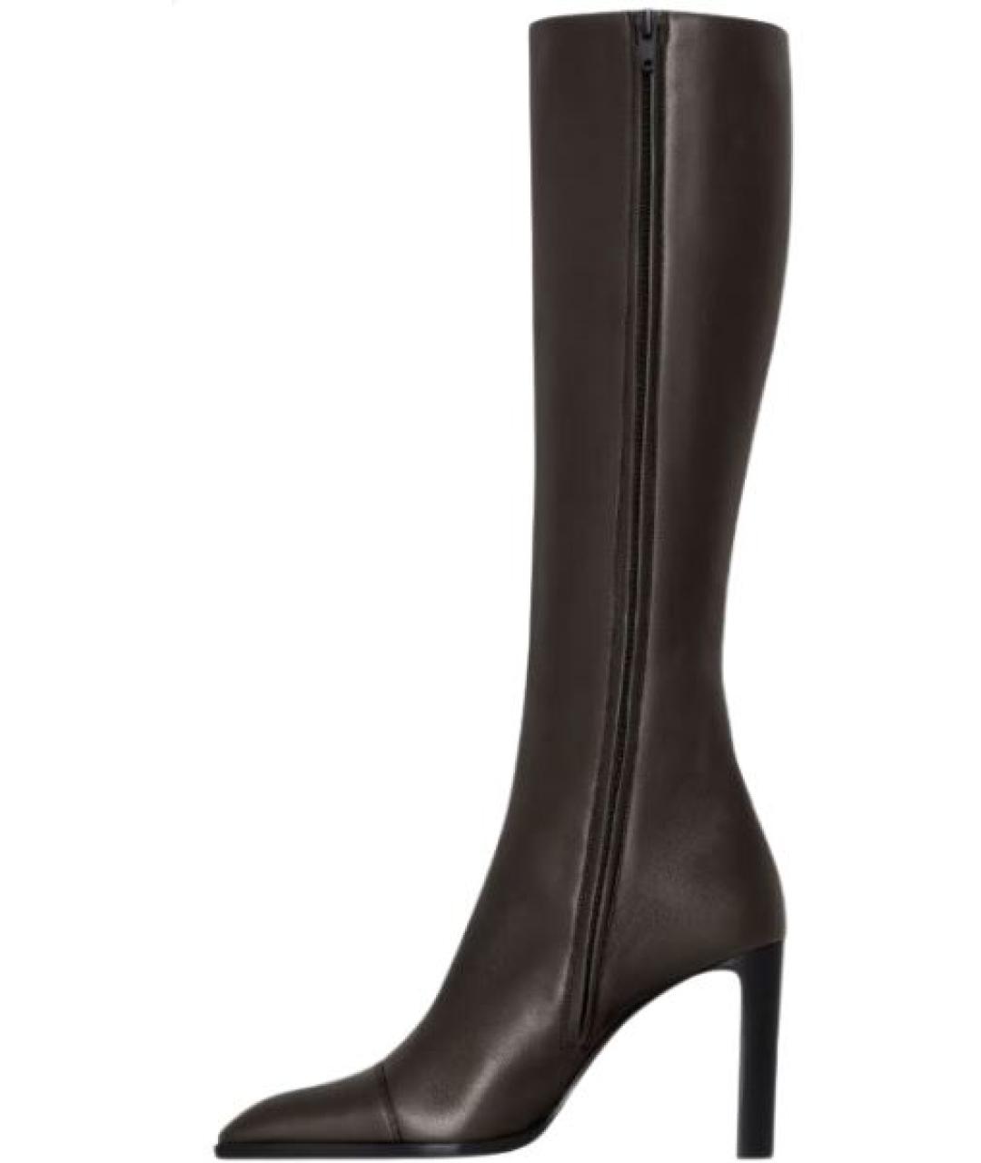 SAINT LAURENT Коричневые кожаные сапоги, фото 2