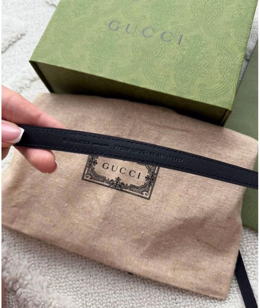 GUCCI Черный ремень из лакированной кожи, фото 3