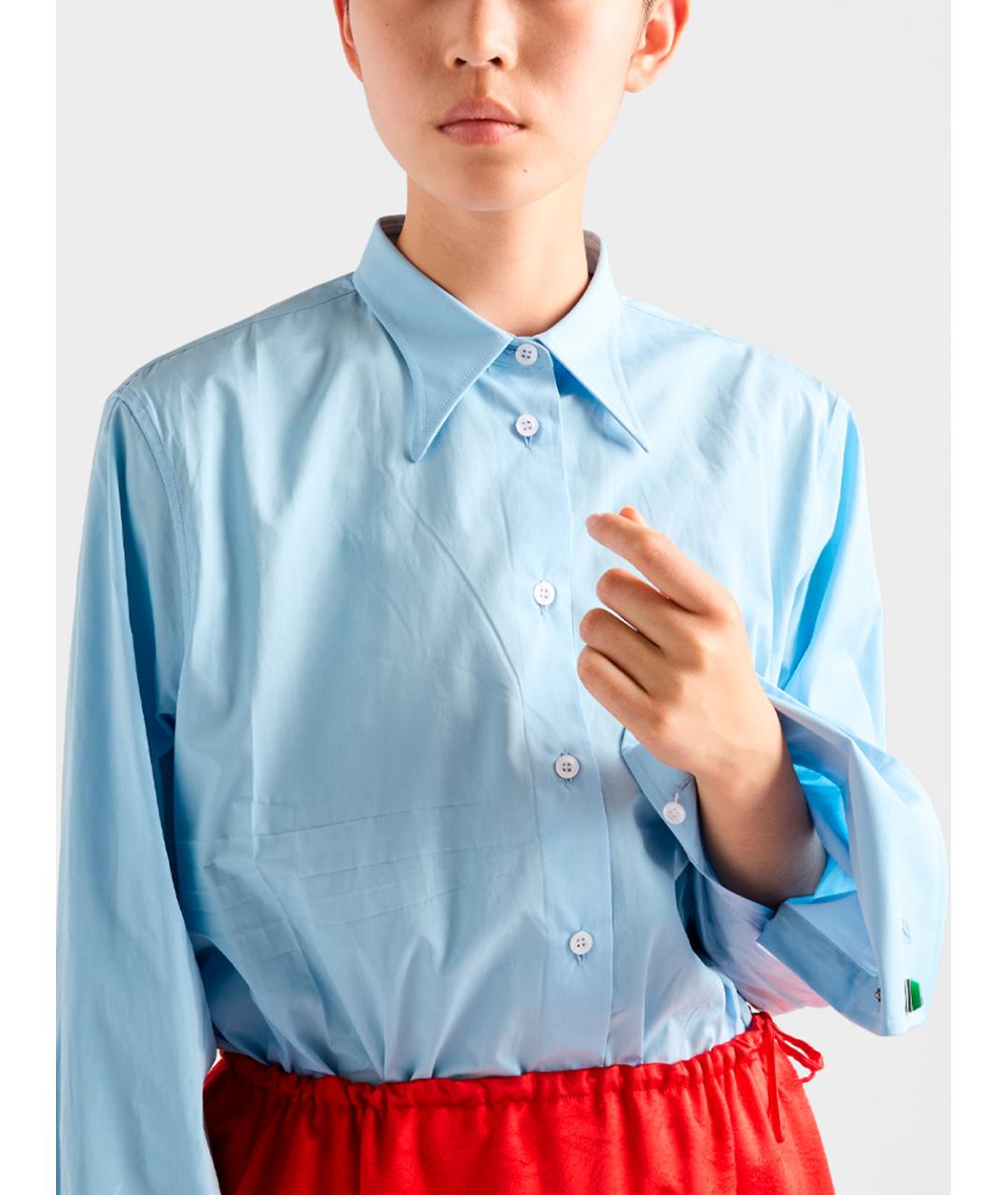 PRADA Голубая хлопковая рубашка, фото 4