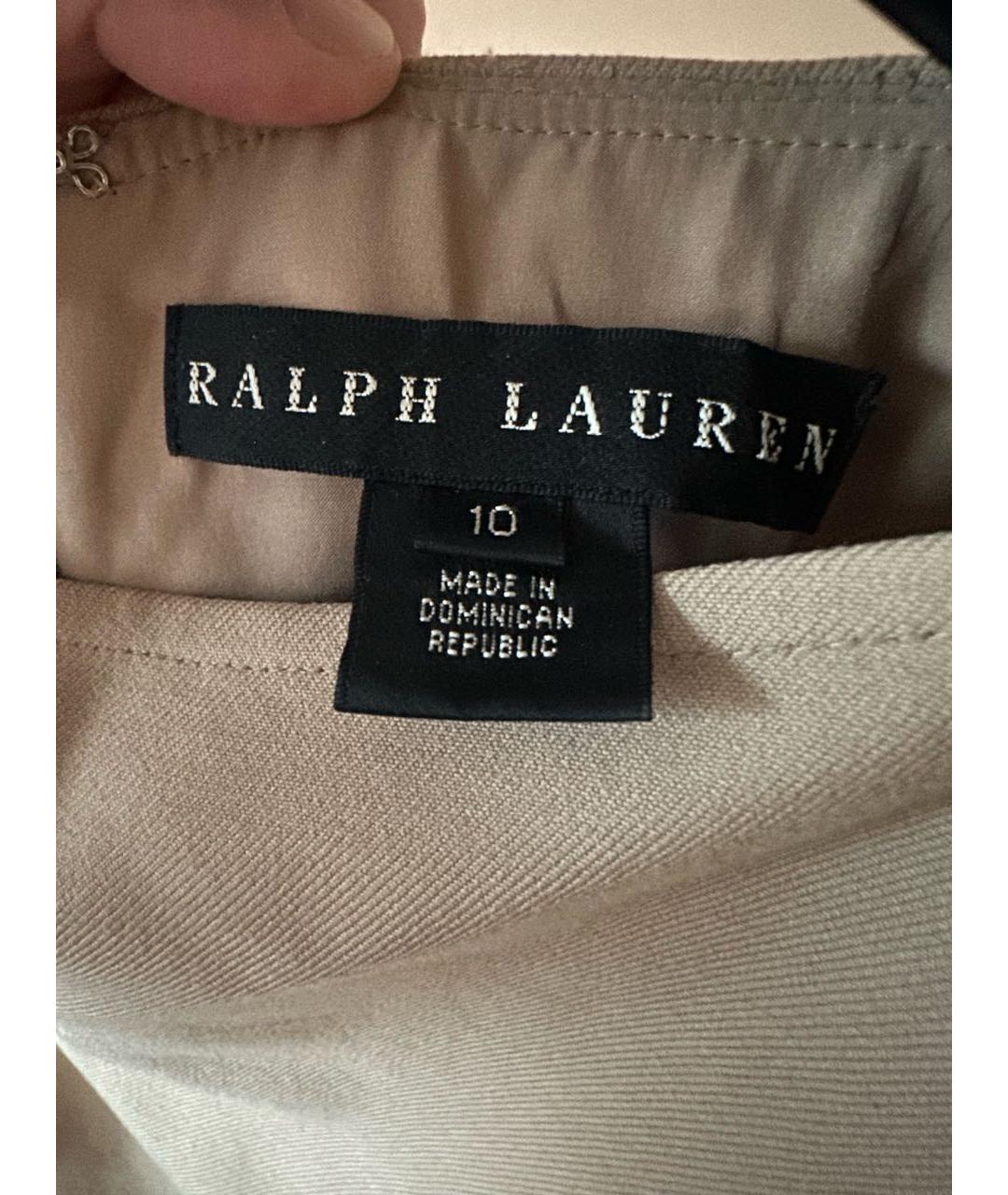 RALPH LAUREN Бежевое кашемировое коктейльное платье, фото 3