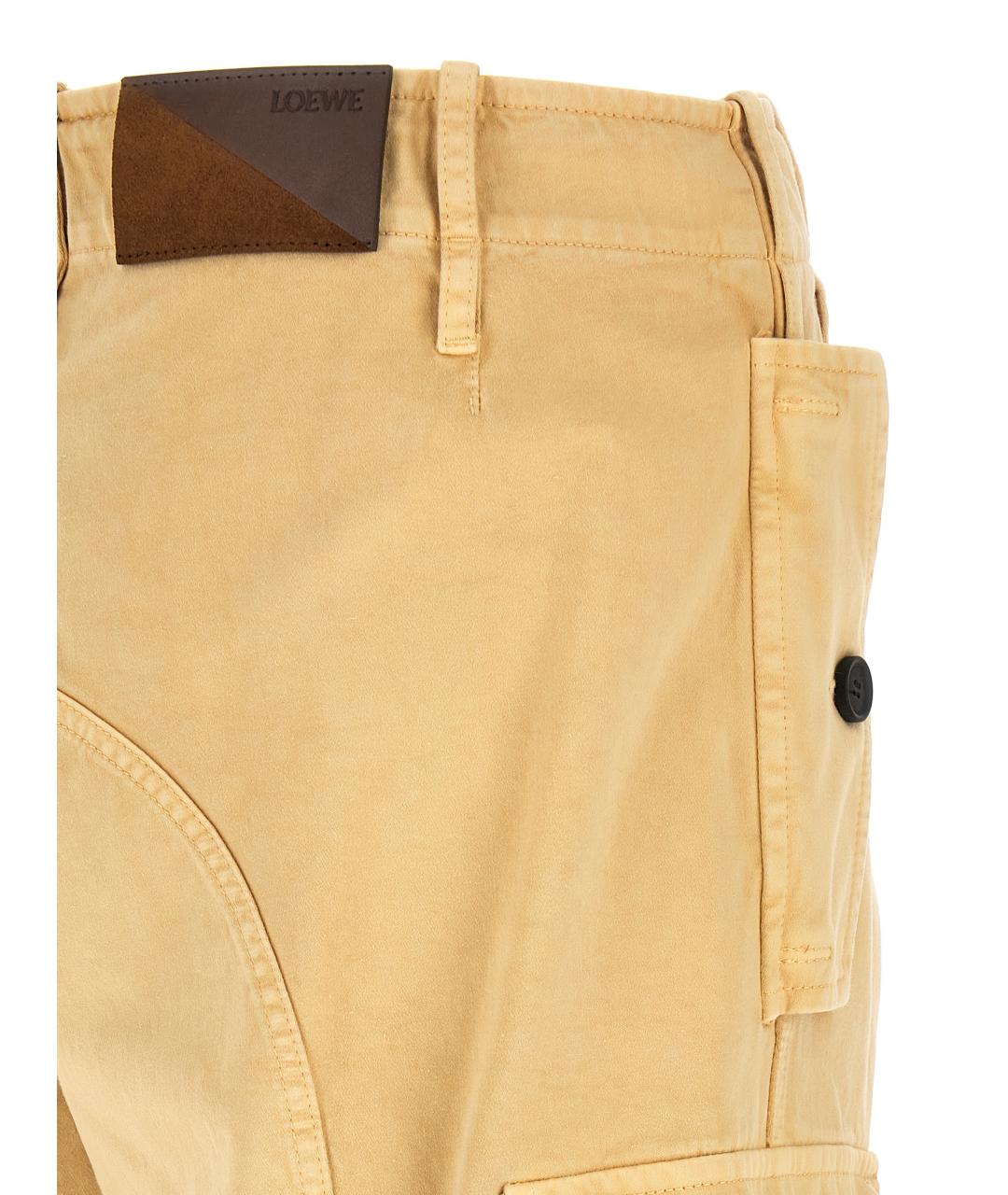 LOEWE Бежевые хлопковые повседневные брюки, фото 4