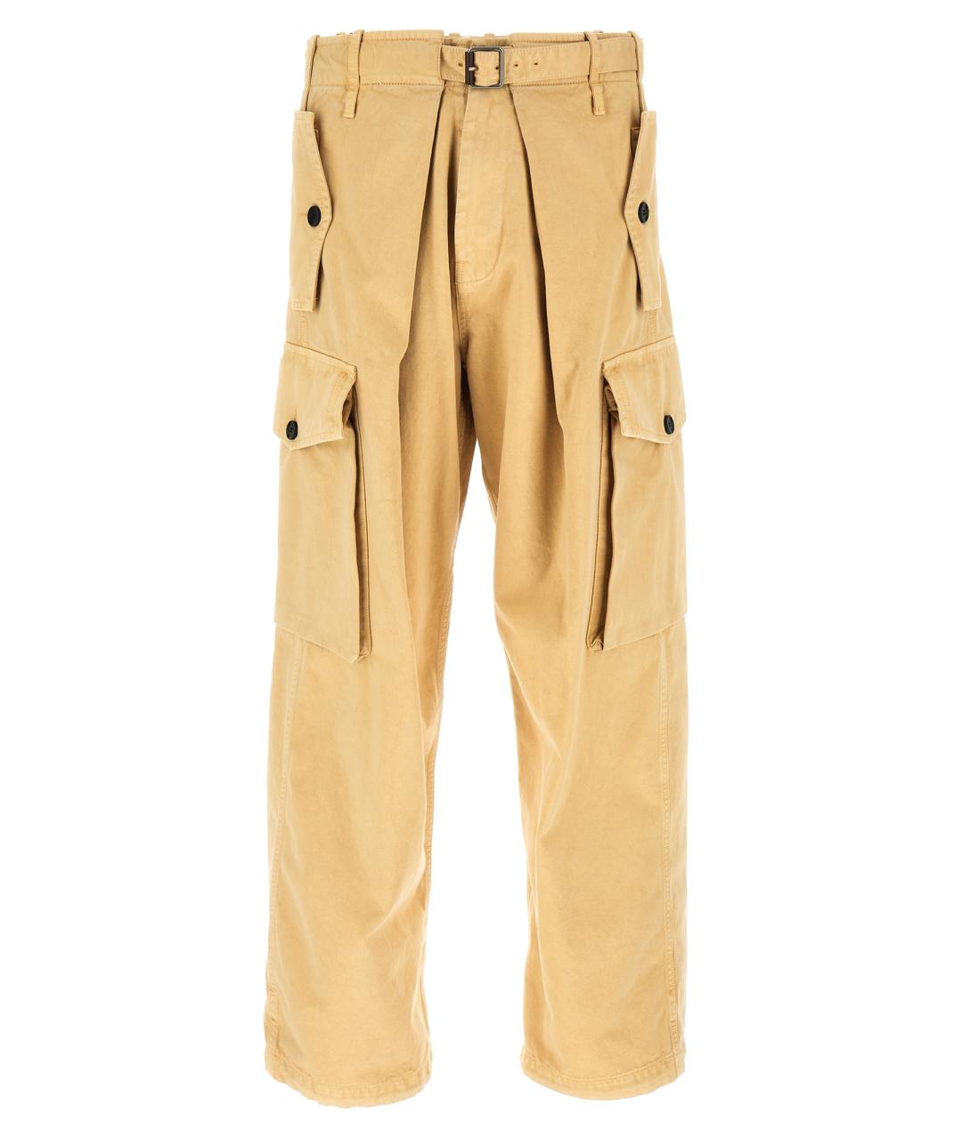 LOEWE Бежевые хлопковые повседневные брюки, фото 1