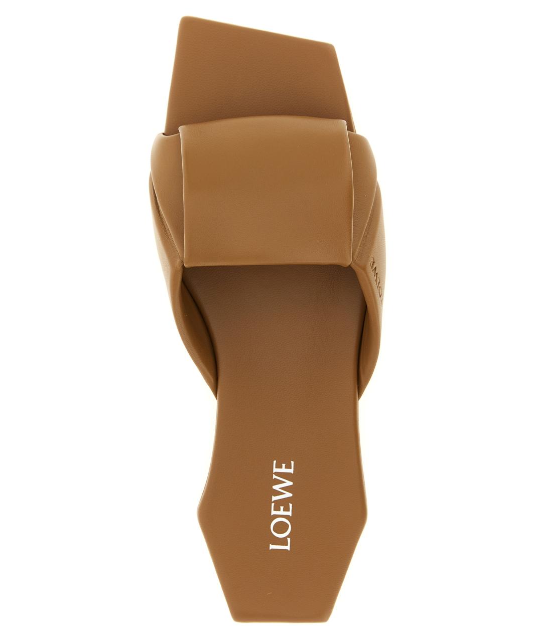 LOEWE Коричневые кожаные сандалии, фото 4