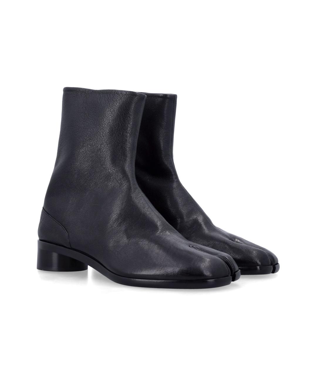 MAISON MARGIELA Черные кожаные высокие ботинки, фото 2