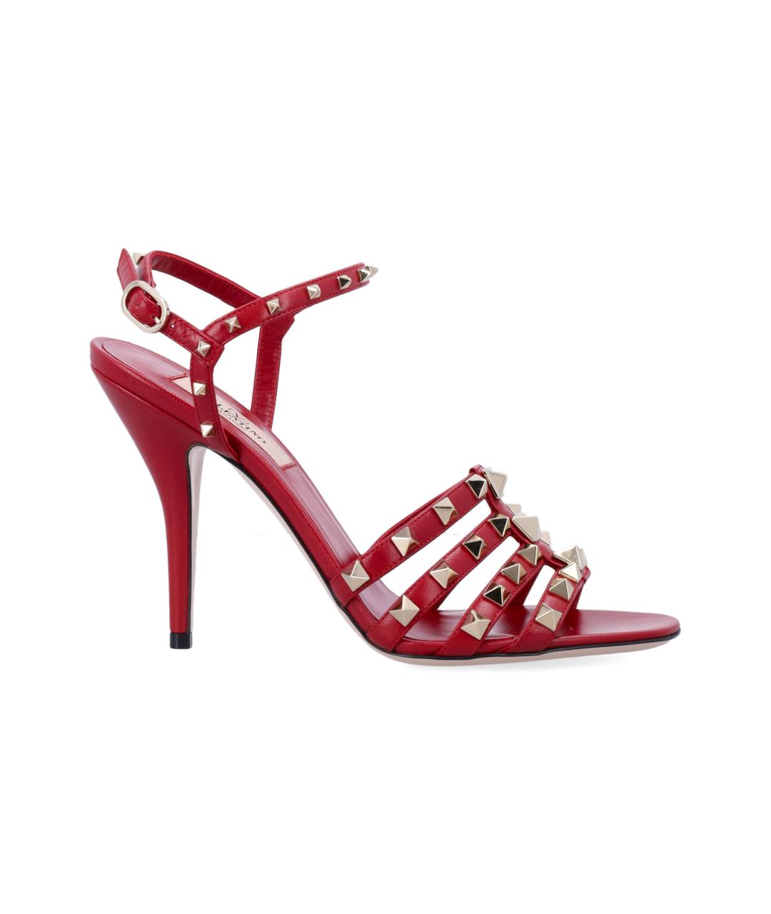VALENTINO Красные кожаные босоножки, фото 4