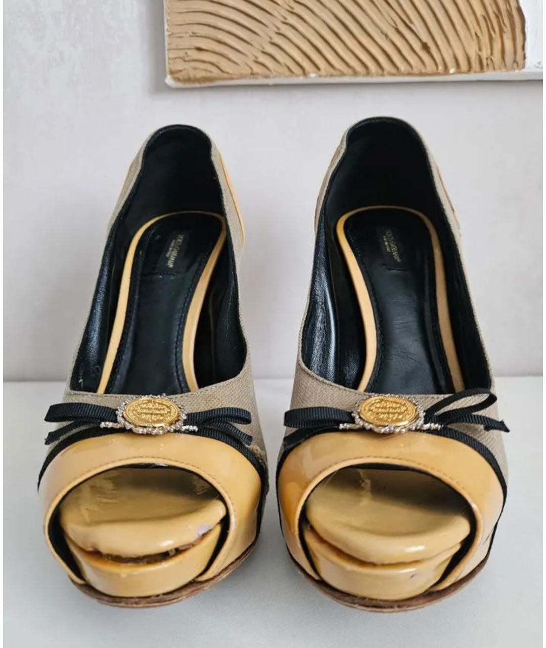 DOLCE&GABBANA Бежевые туфли из лакированной кожи, фото 2