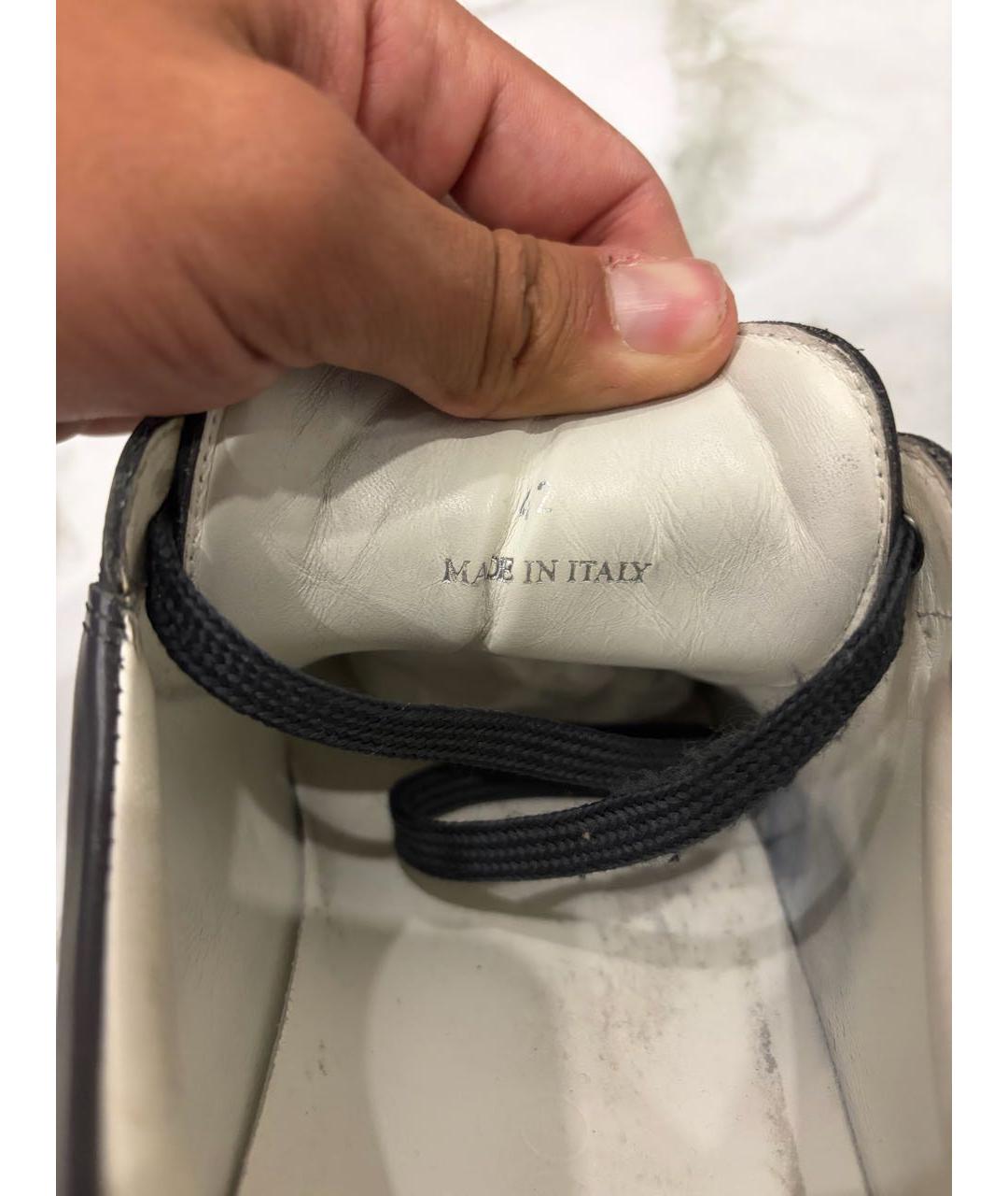 JIMMY CHOO Антрацитовые кожаные низкие кроссовки / кеды, фото 6