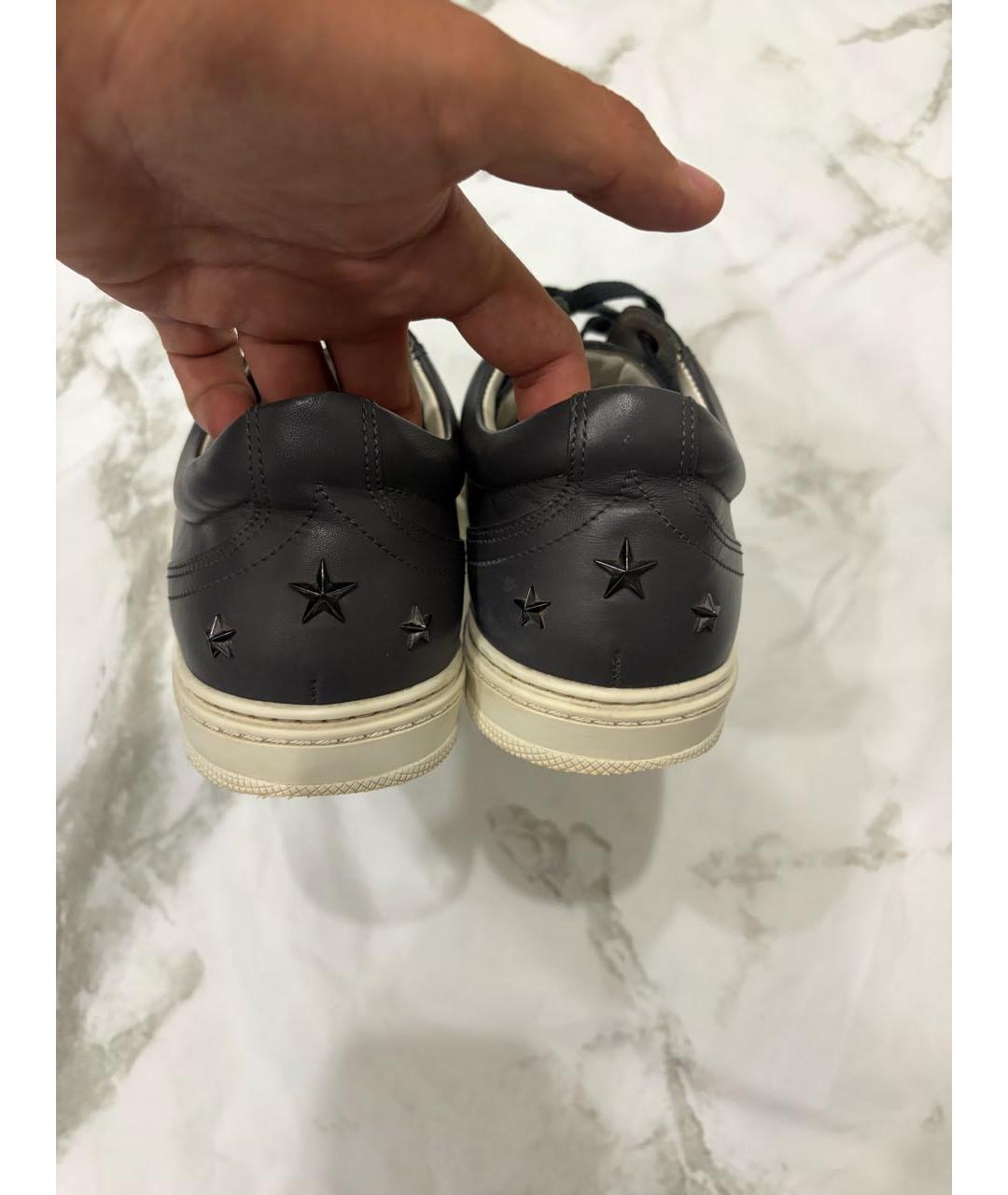 JIMMY CHOO Антрацитовые кожаные низкие кроссовки / кеды, фото 4