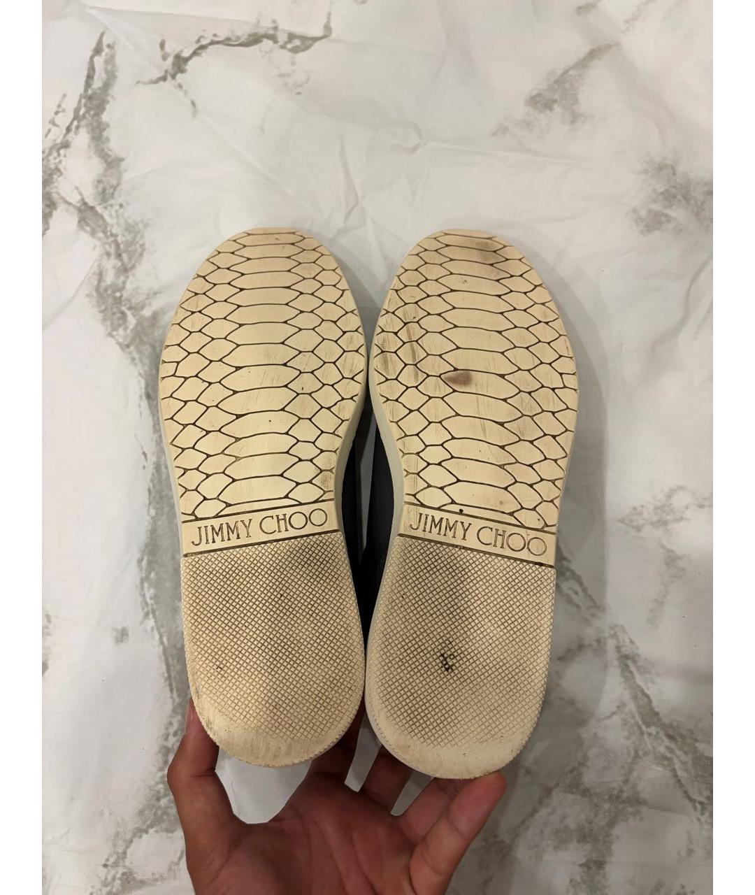 JIMMY CHOO Антрацитовые кожаные низкие кроссовки / кеды, фото 5