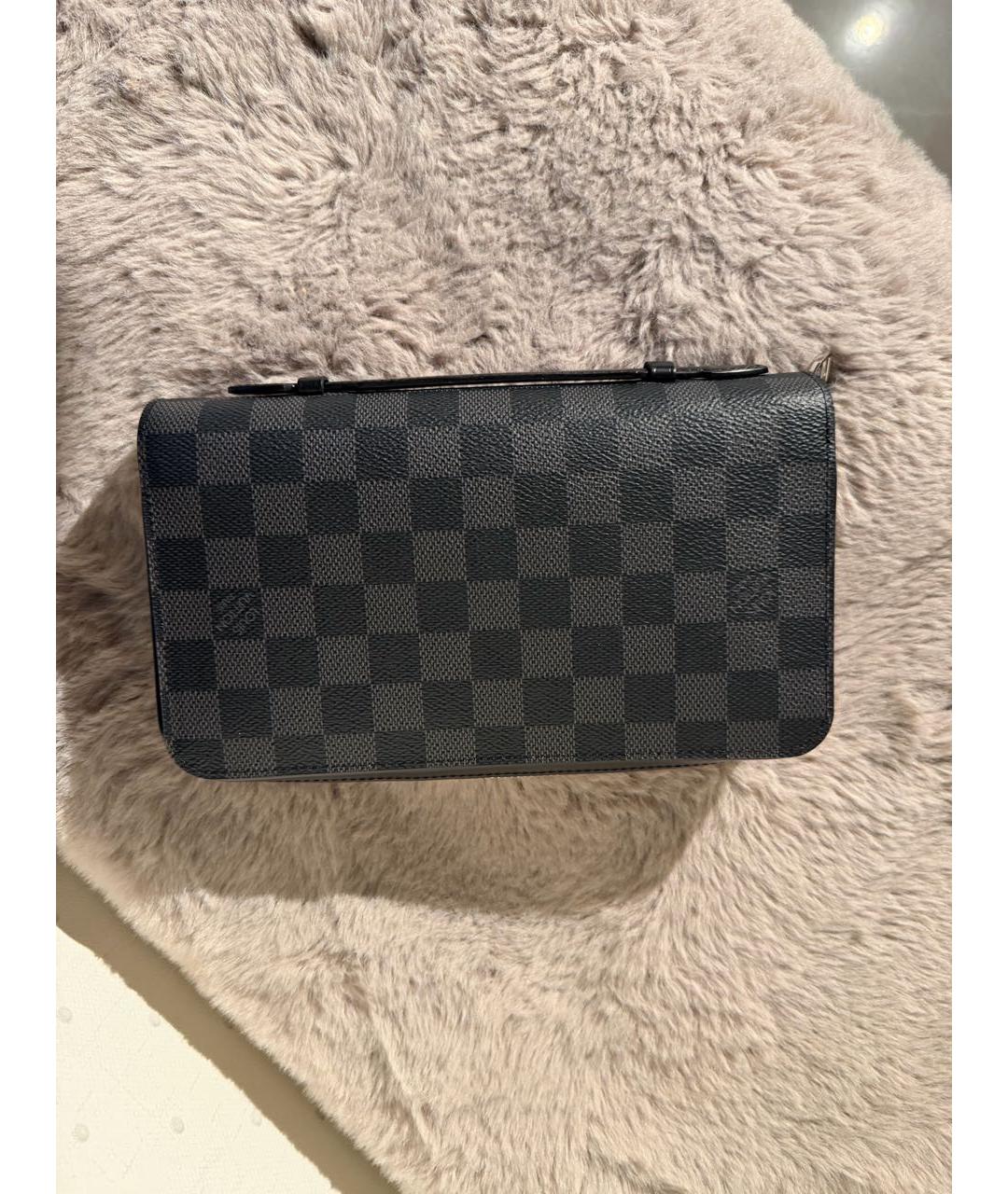 LOUIS VUITTON Антрацитовый кожаный кошелек, фото 5