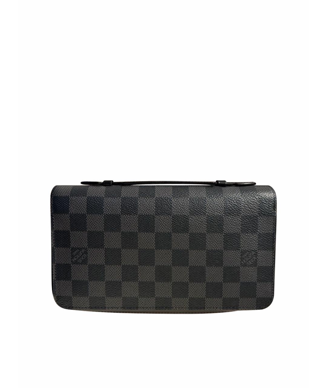 LOUIS VUITTON Антрацитовый кожаный кошелек, фото 1