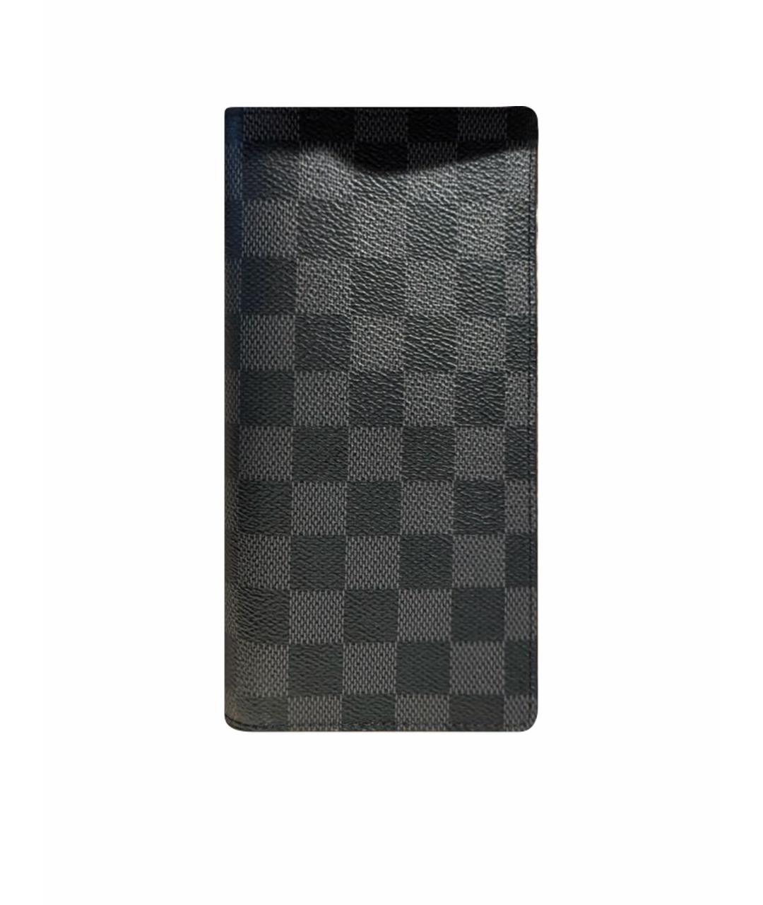LOUIS VUITTON Антрацитовый кожаный кардхолдер, фото 1