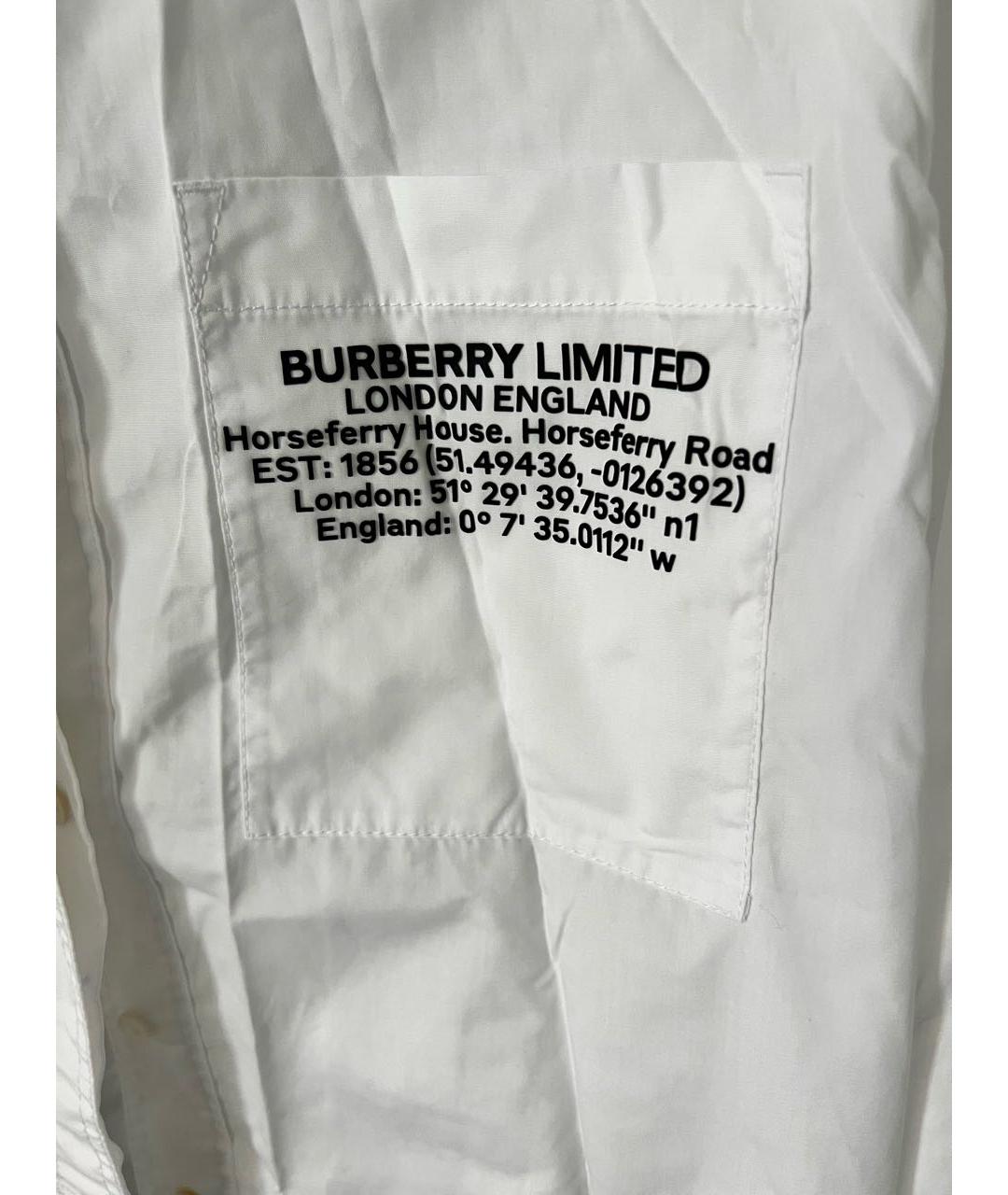 BURBERRY Белая хлопковая рубашка, фото 4