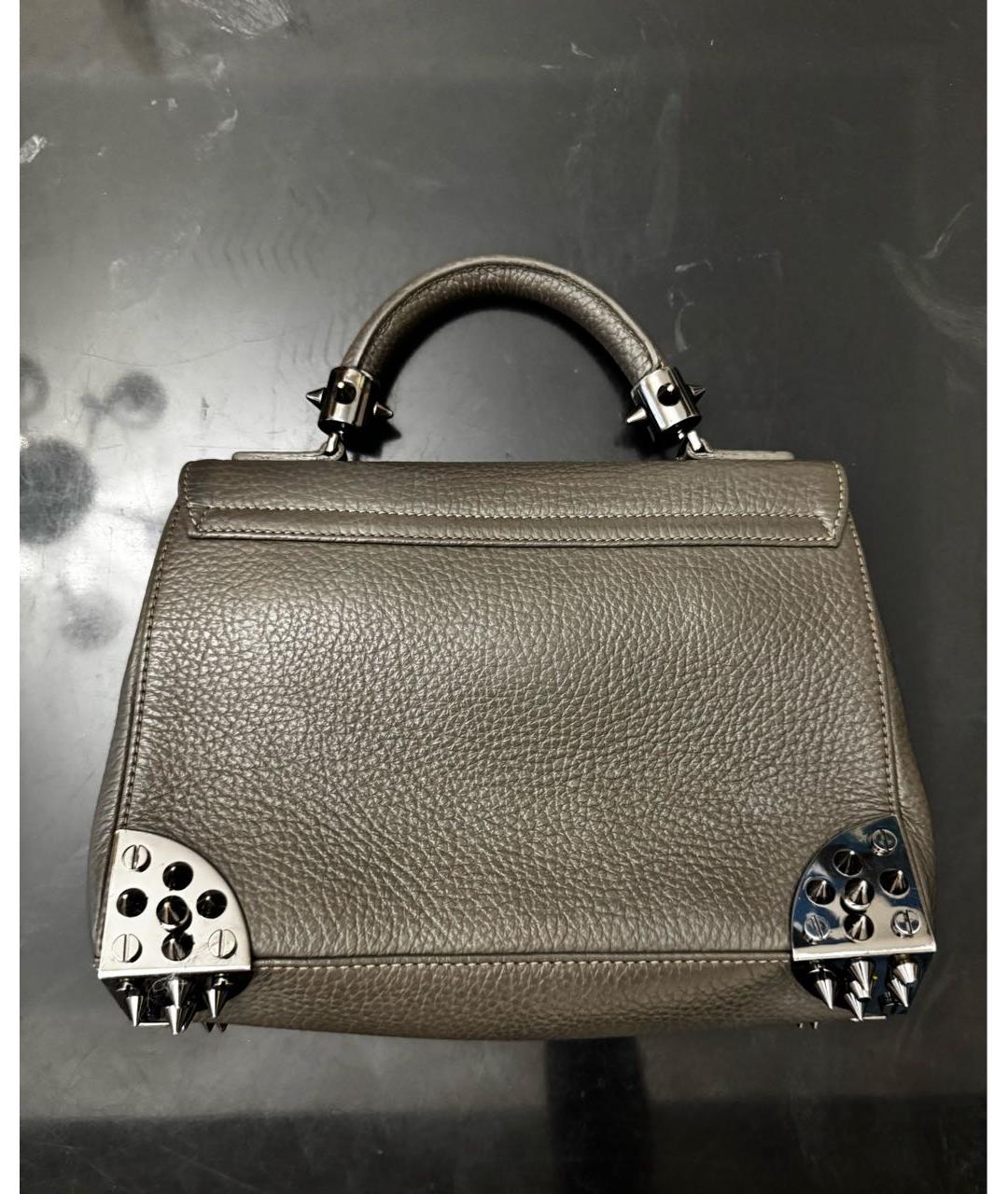 PHILIPP PLEIN Антрацитовая кожаная сумка с короткими ручками, фото 3