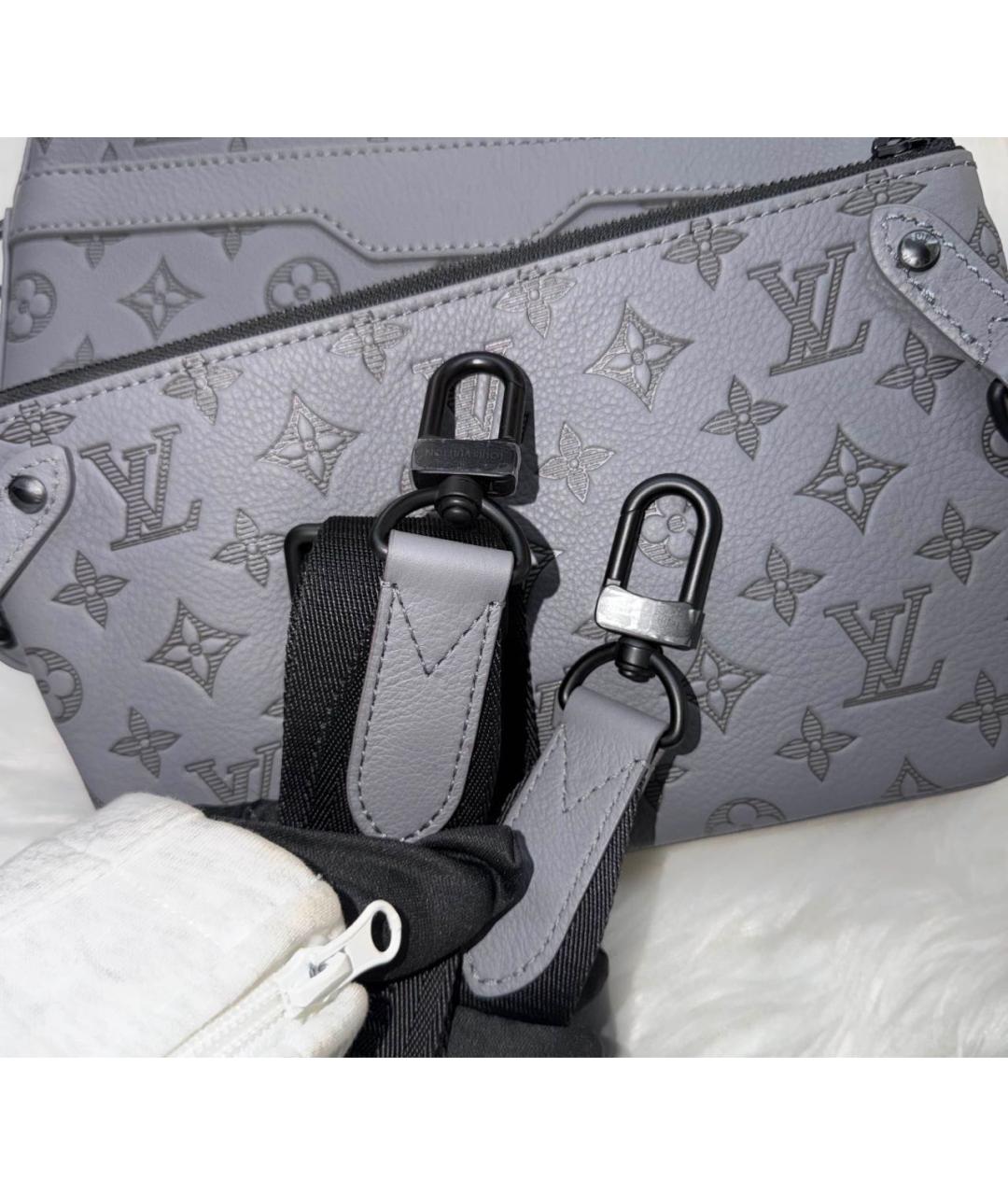 LOUIS VUITTON Серая кожаная сумка на плечо, фото 5