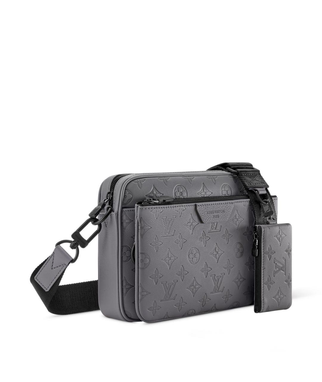 LOUIS VUITTON Серая кожаная сумка на плечо, фото 7