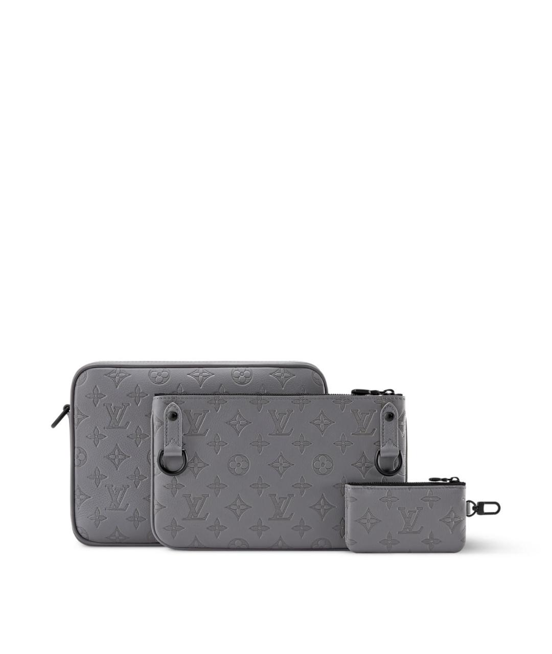 LOUIS VUITTON Серая кожаная сумка на плечо, фото 3