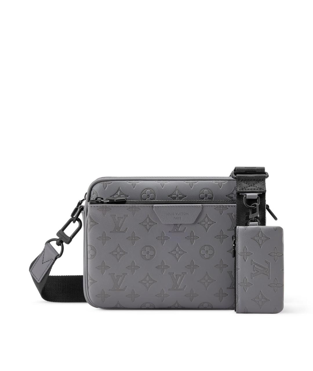 LOUIS VUITTON Серая кожаная сумка на плечо, фото 2
