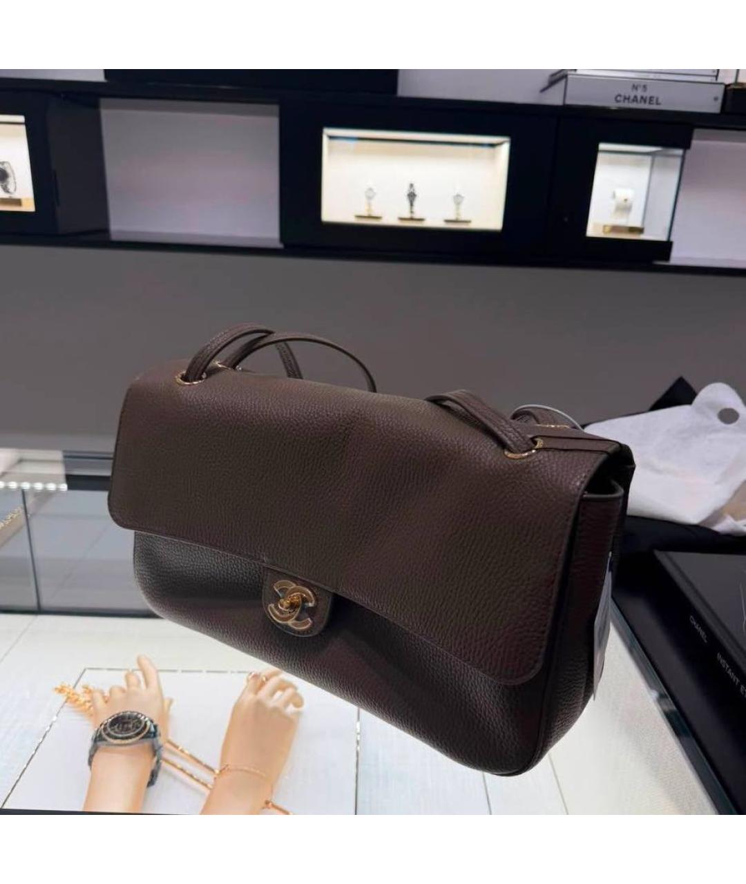 CHANEL Коричневая кожаная сумка через плечо, фото 5