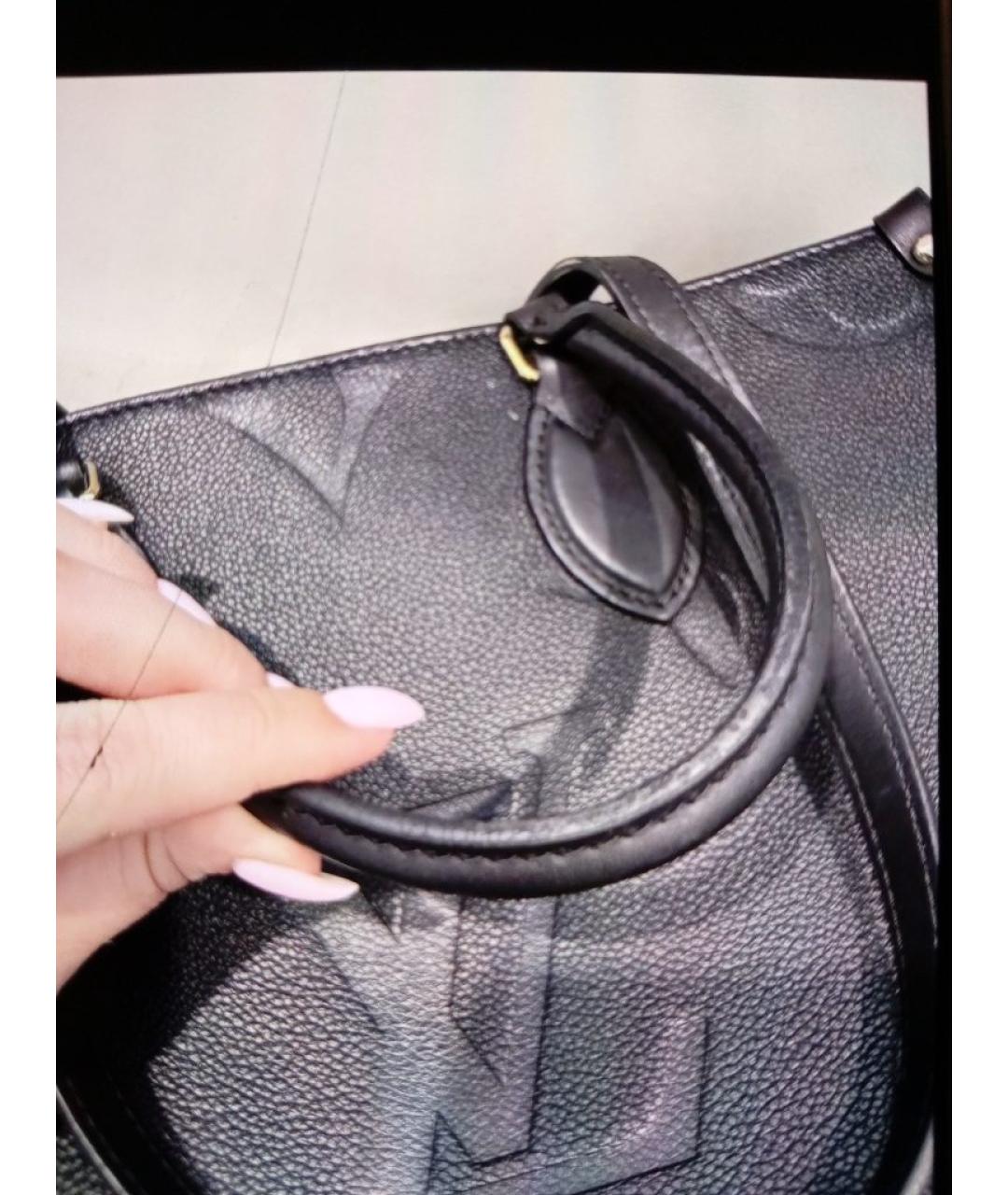 LOUIS VUITTON Черная кожаная сумка с короткими ручками, фото 3