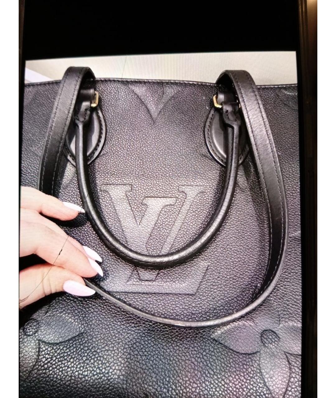 LOUIS VUITTON Черная кожаная сумка с короткими ручками, фото 2