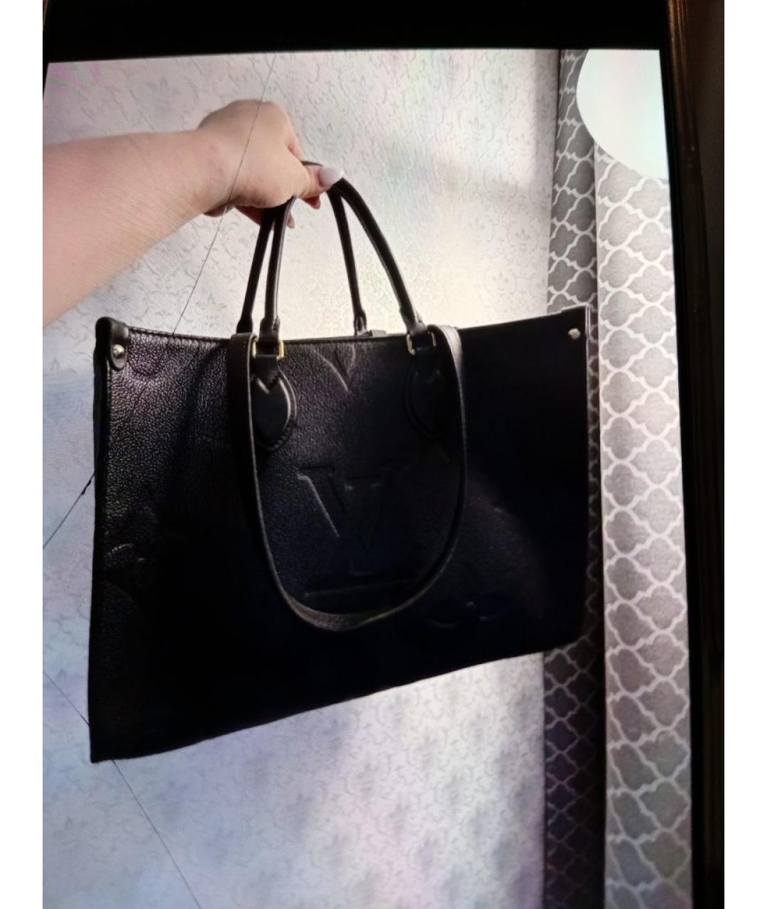LOUIS VUITTON Черная кожаная сумка с короткими ручками, фото 6