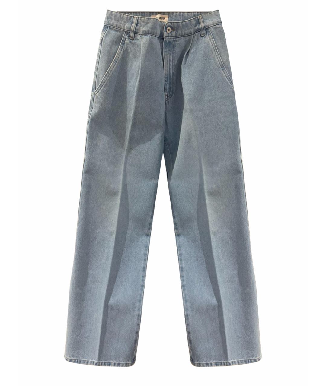 MIU MIU Голубые хлопковые прямые джинсы, фото 1