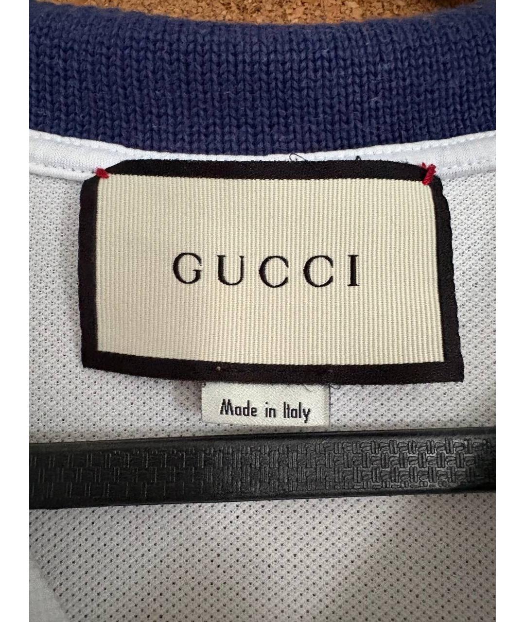 GUCCI Белое хлопковое поло с коротким рукавом, фото 3