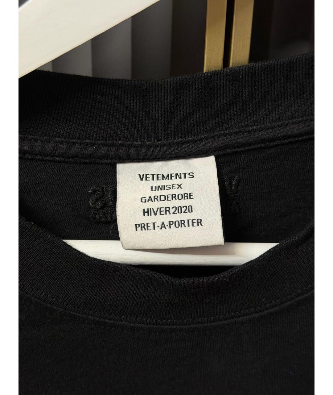 VETEMENTS Черная хлопковая футболка, фото 3