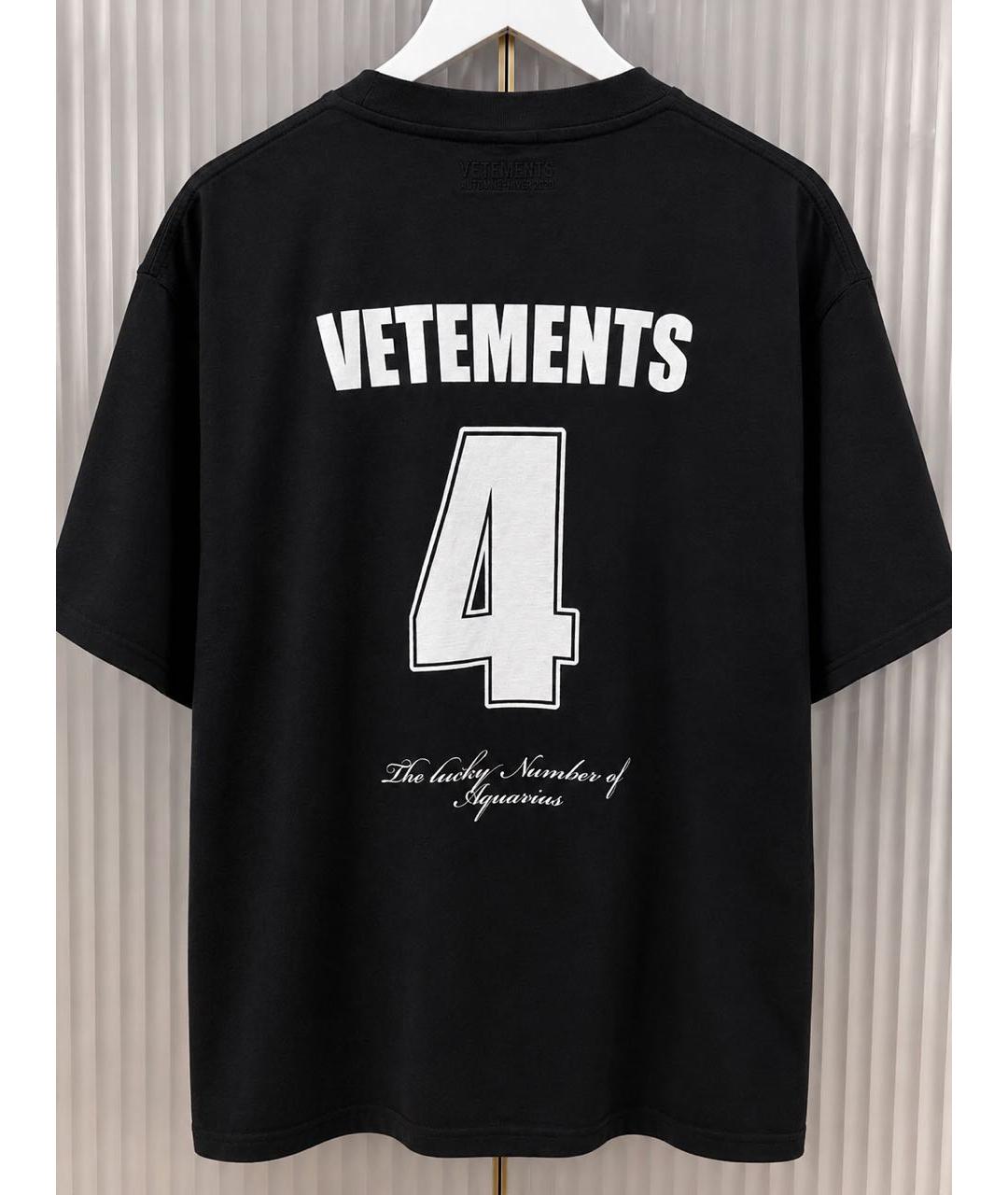 VETEMENTS Черная хлопковая футболка, фото 2