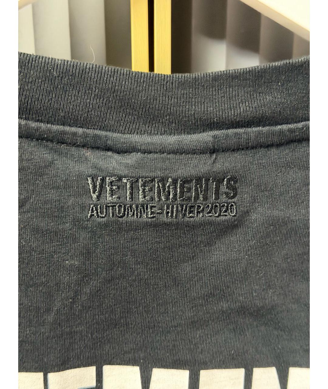 VETEMENTS Черная хлопковая футболка, фото 4