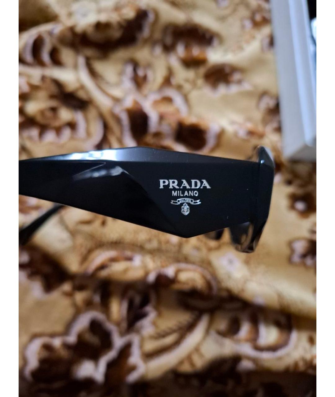 PRADA Черные солнцезащитные очки из рога буйвола, фото 3