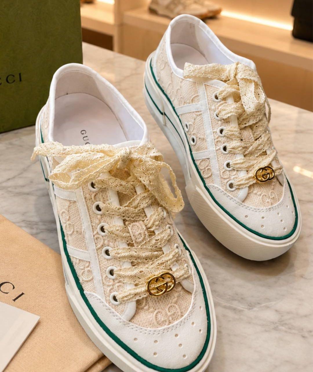 GUCCI Бежевые текстильные кеды, фото 4