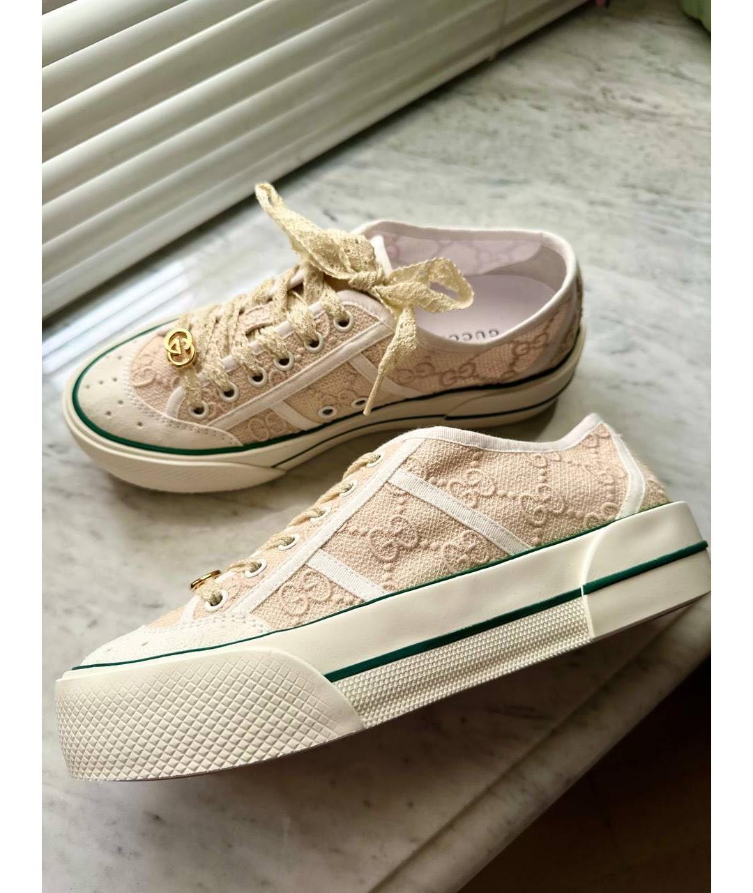 GUCCI Бежевые текстильные кеды, фото 3