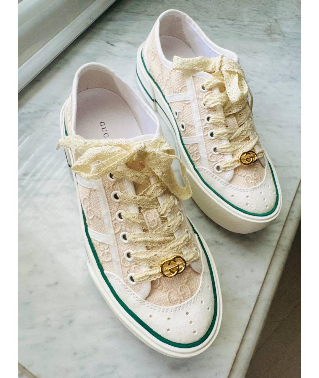 GUCCI Бежевые текстильные кеды, фото 2