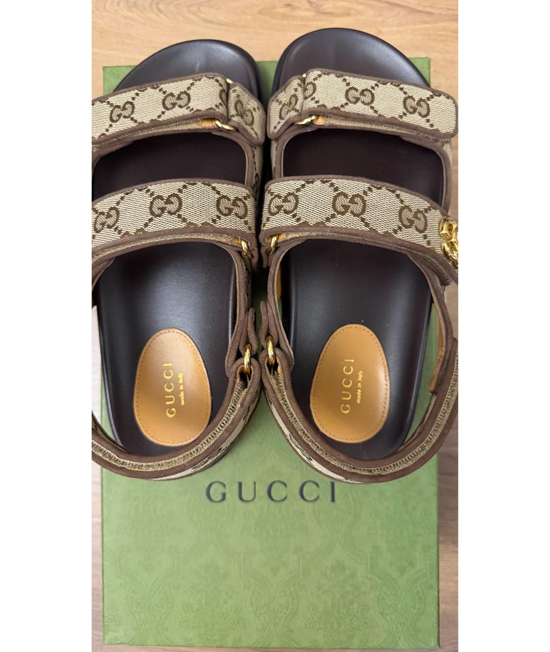 GUCCI Коричневые кожаные сандалии, фото 3