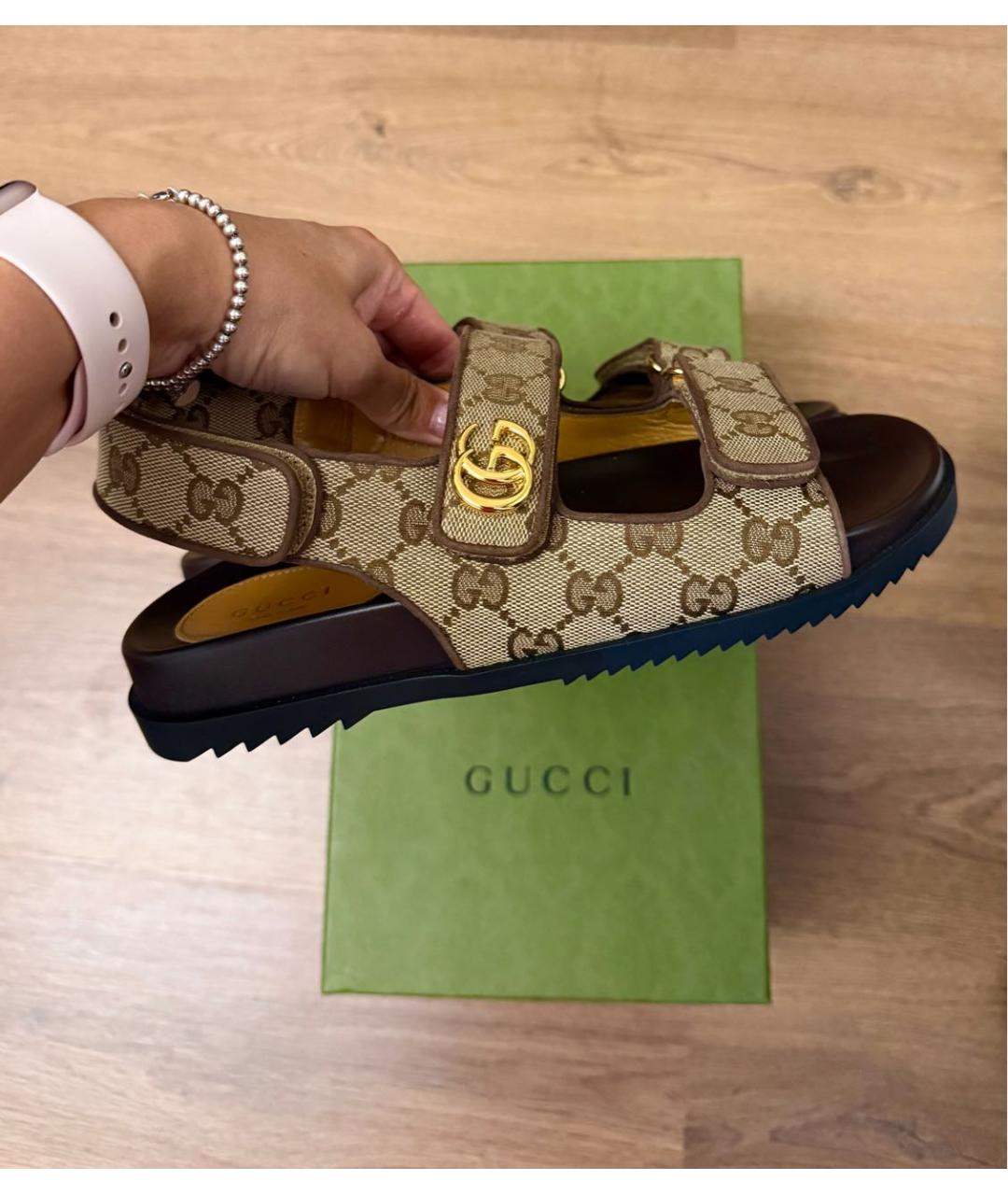 GUCCI Коричневые кожаные сандалии, фото 5