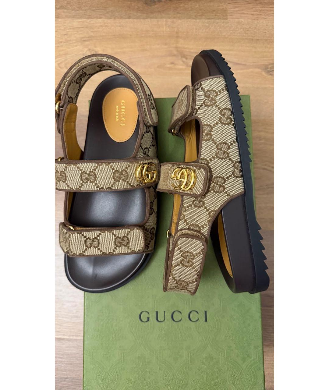 GUCCI Коричневые кожаные сандалии, фото 4