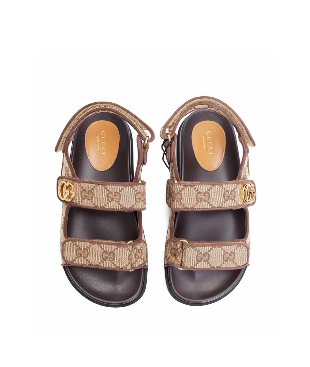 GUCCI Коричневые кожаные сандалии, фото 2