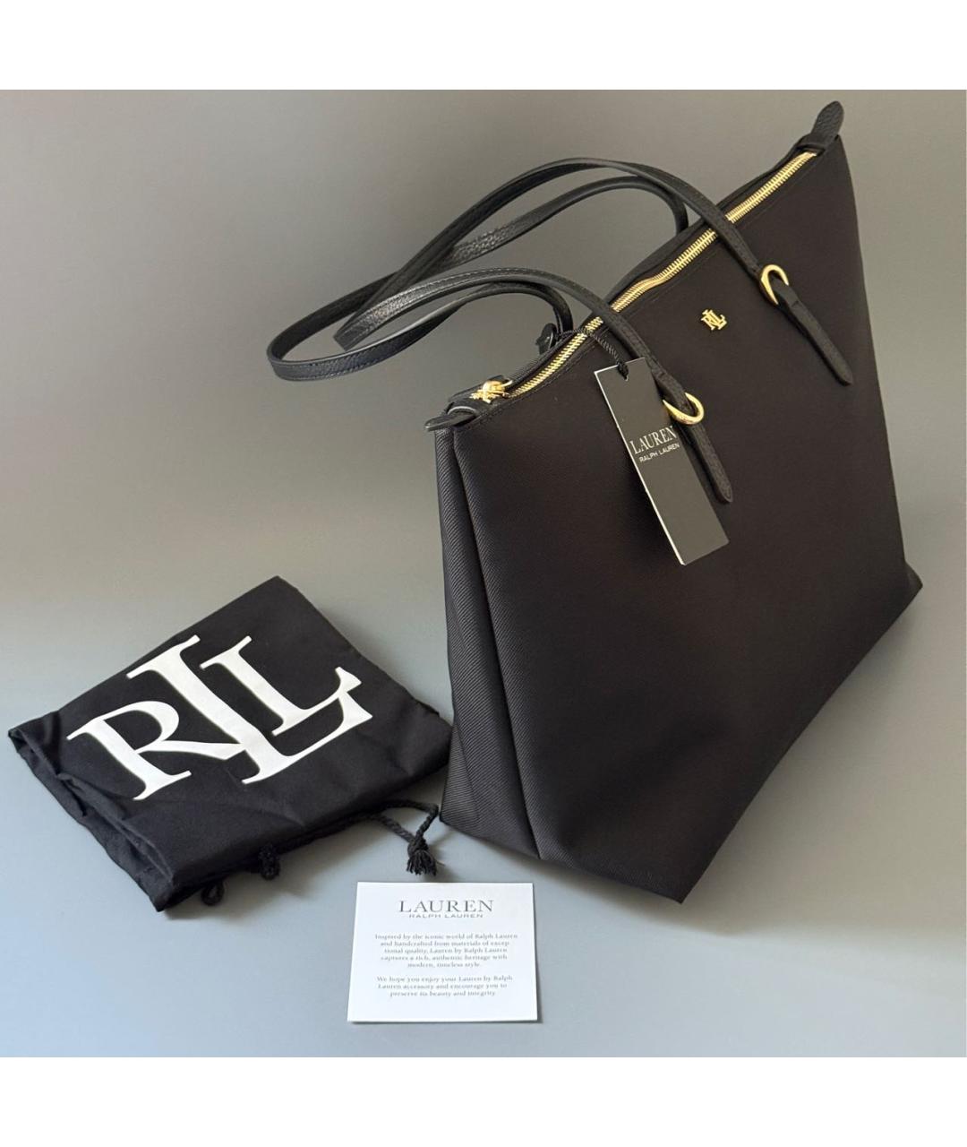 RALPH LAUREN Черная сумка тоут, фото 2