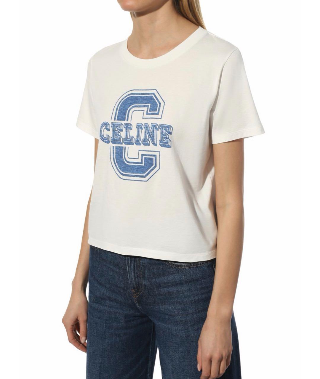 CELINE Белая футболка, фото 3