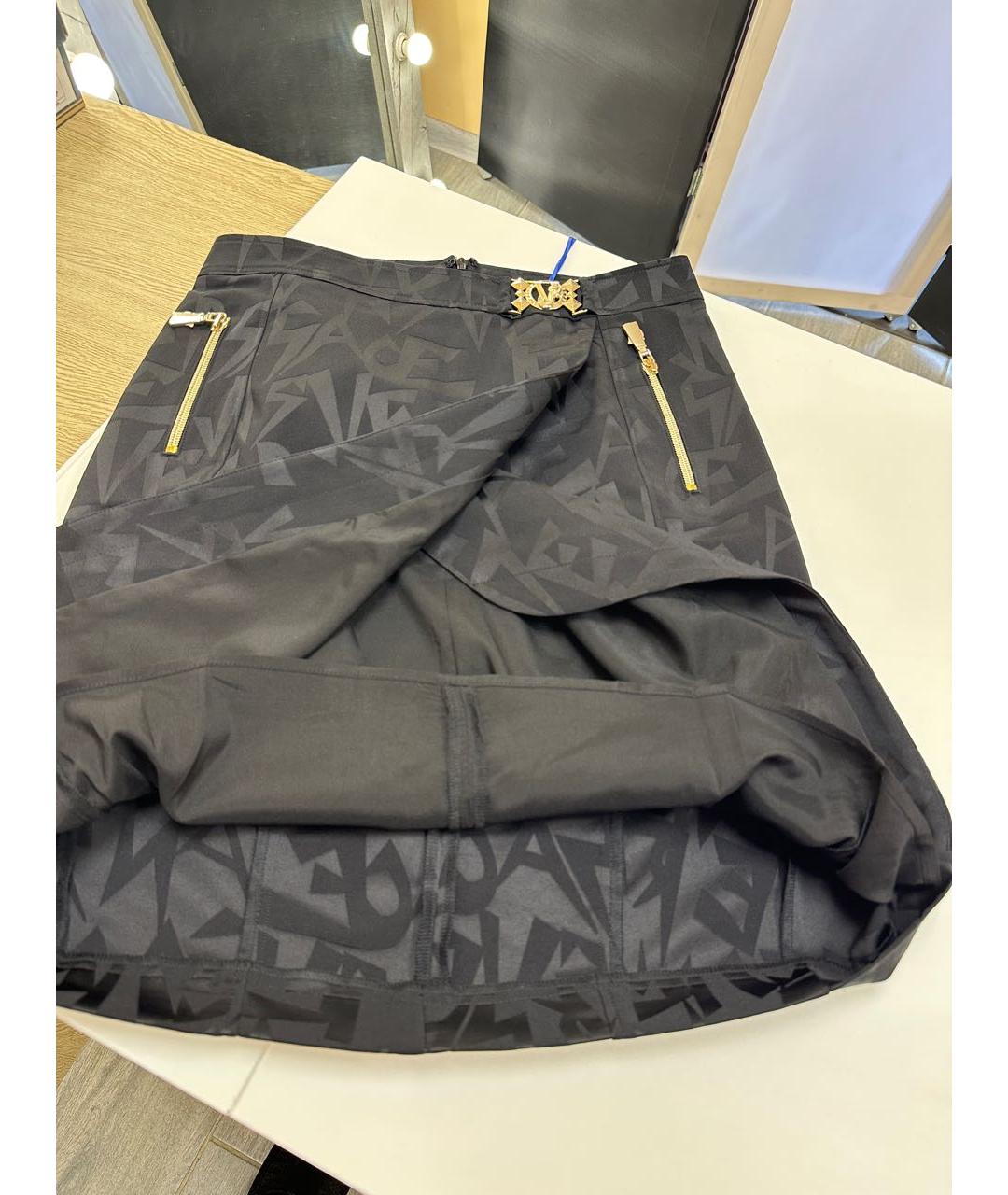 VERSACE JEANS COUTURE Черная полиэстеровая юбка мини, фото 4