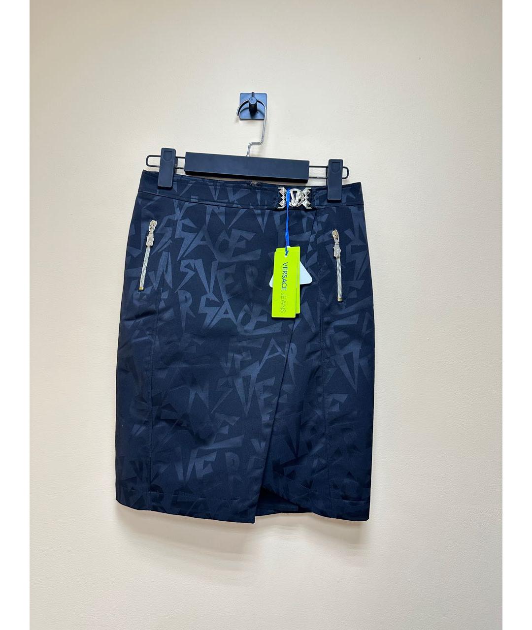 VERSACE JEANS COUTURE Черная полиэстеровая юбка мини, фото 9