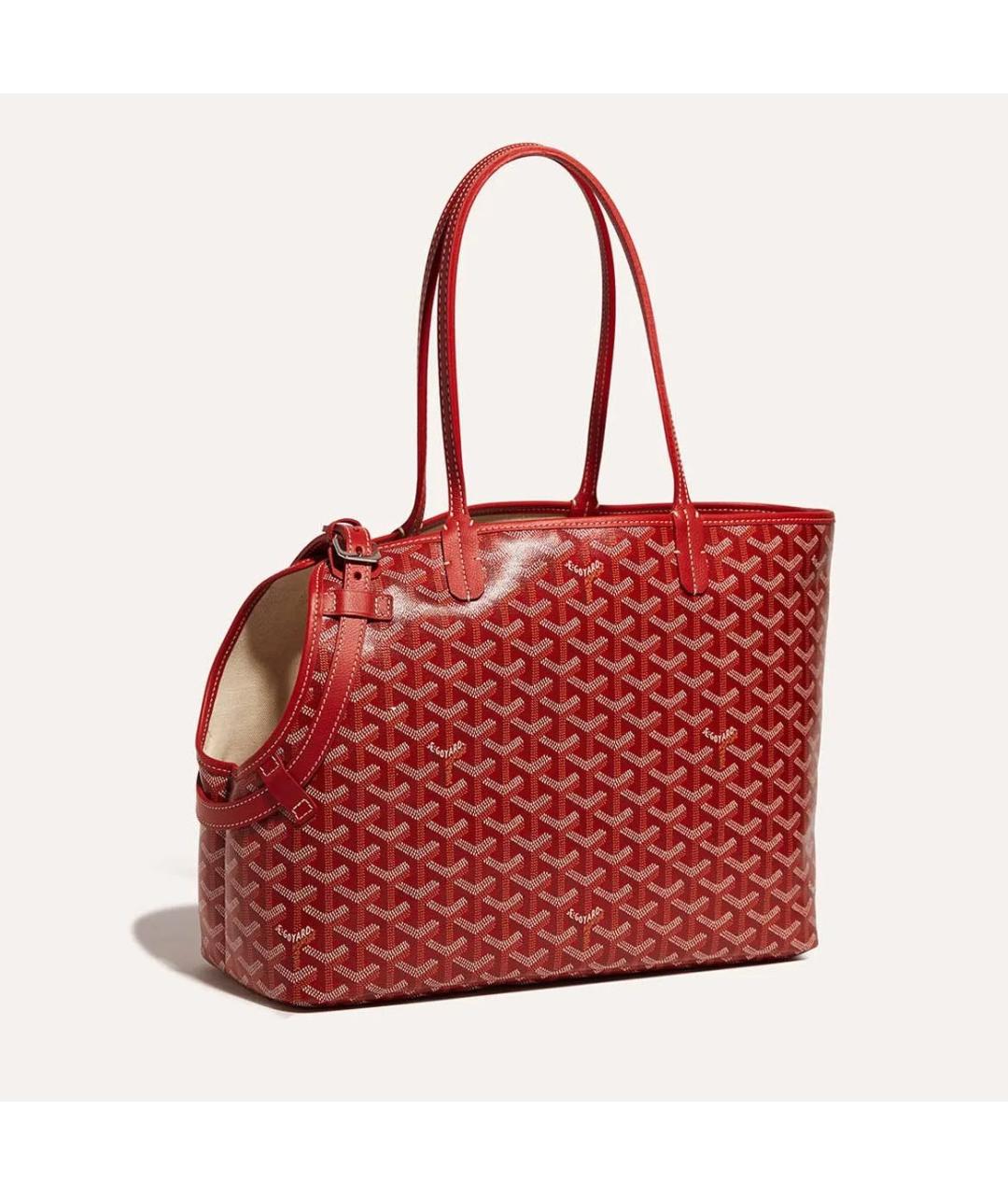 GOYARD Красная сумка тоут из канвы, фото 4
